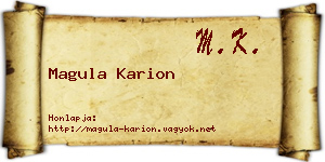 Magula Karion névjegykártya
